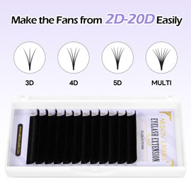 Arison Lashes Easy Fan Lashes Eyelash Extensions 0.10 mm C Curl 8-15 mm Mixed Length, Self-Fanning Volume Eyelashes, Matte Faux Silk