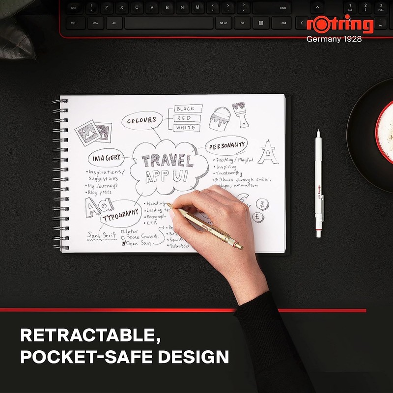 rOtring 600 Metallic Ballpoint Pen + Notebook | Medium Point