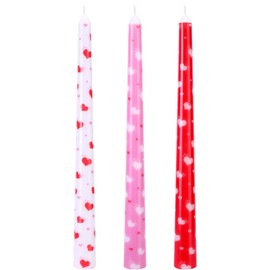 EBaokuup 3 Pcs Valentines Heart Taper Candles-10 Unscented Valentine's Day Taper Candles-Red Taper Candles for Valentine Anniversary Home Table Decoration Wedding Holiday Gift