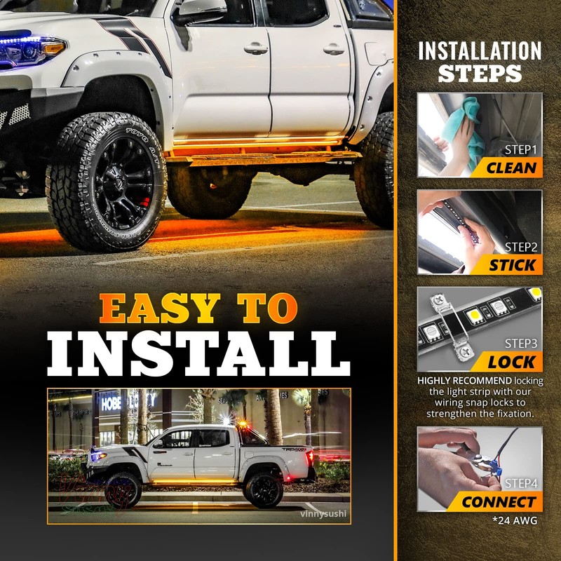 OPT7 Sidekick 48" Running Board Lights 2PCS LED Strips w/Amber