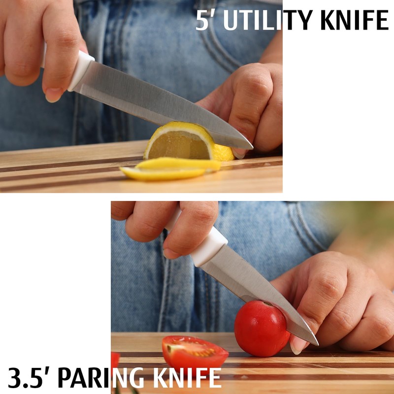 Diamosteel White Knife Set, 13 Pieces Knife Block Set with