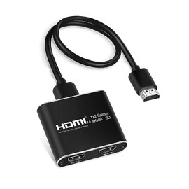 HDMI Splitter 1 Input 2 Screens Simultaneous Output Splitter Clear Compact Lightweight Aluminum Alloy Easy to Carry