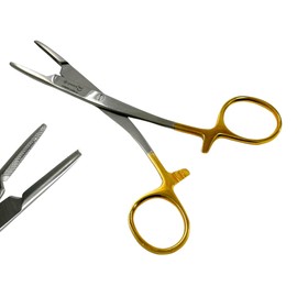 artlab 6.5in Olsen-Hegar Needle Holder Forceps with Scissors Blades Feature - Locking Gold Handle - Multi-Purpose Arts & Crafts Fishing Pliers