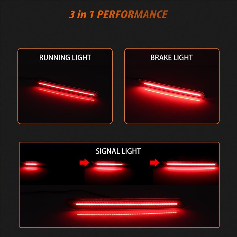 ADIIL 2PCS Red Lens Red LED Rear Fog Light Bumper