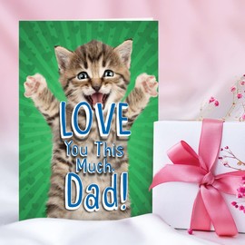 NobleWorks Father's Day Greeting Card with 5 x 7 Inch Envelope (1 Card) Kitty Love You This Much C10401FDG