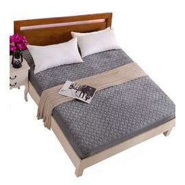 Pangzi Solid Flannel Plush Bedding Fitted Sheet,Velvety Soft Heavyweight Non-Slip Protective Cover for Bed Mattress (California King, Gray)