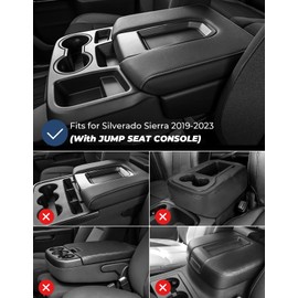 ISSYAUTO Center Console Cover Compatible with 2019-2024 Silverado Sierra Jump Seat Console Leather Armrest Cover