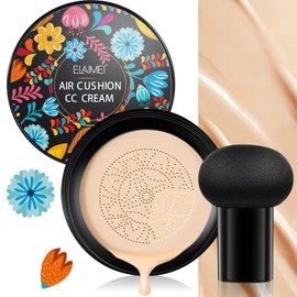 CC Cream - Foundation & Pilzkopfschwamm, Feuchtigkeitsspendender Concealer Pilzkopf Luftkissen, Lang Anhaltende Aufhellende Make-up-Basis, GleichmÃ¤Ãiger Hautton fÃ¼r Alle Hauttypen (NatÃ¼rlich)