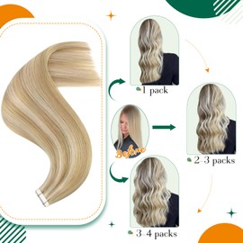 Easyouth Tape in Extensions Human Hair Blonde Highlight Tape in Hair Extensions Real Human Hair Honey Blonde Mixed Light Blonde Hair Extensions Tape in Remy Hair 12inch 30g 20pcs
