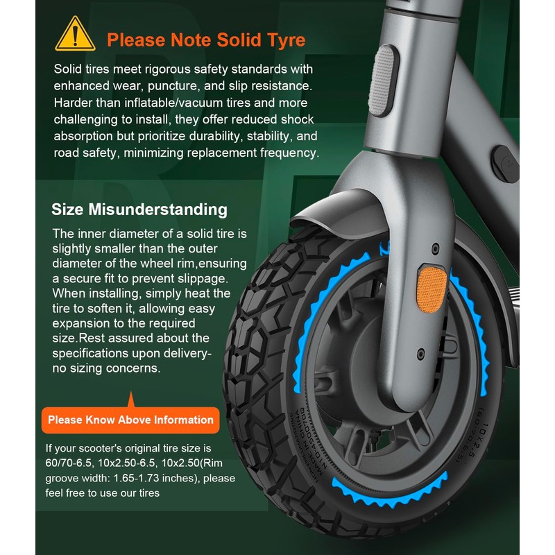 BANGTING 2PCS 60/70-6.5 Scooter Tire Tubeless - 10x2.50 Front or