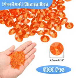 sourcing map 5000Pcs Wedding Table Scatter Confetti Fake Crystals Acrylic Diamonds Rhinestones Vase Fillers Gems for Crafts, Party, Table Centerpiece Decor, Bridal Shower Party (Orange, 4.5mm)