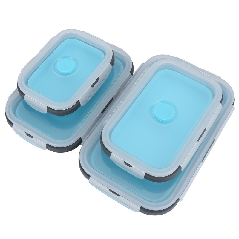 4Pcs/Set Silicone Lunch Box Collapsible Food Storage Container Bento Box