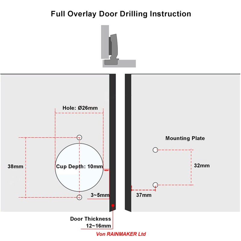 LOOTICH 90 Degree Full Overlay 26mm Soft Close Mini Hinge