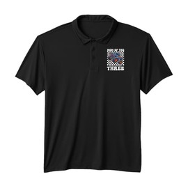 3rd Birthday Monster Truck Young Wild and Three 3 Year Old Performance Polo Shirt