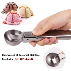 Linwnil Ice Cream Scoop, Solid Cookie Scoop, 2 Pack with Small and Large Ice Cream Scoops with Trigger, Stainless Steel Ice Cream Scoop, Melon Baller, Cookie Scoop, Easy to Use and Clean