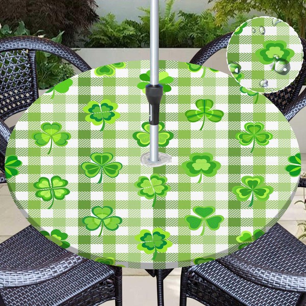 lenanasu St. Patrick's Day Outdoor Tablecloth with Umbrella Hole Clover