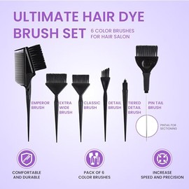 Ultimate Hair Dye Brush Set - 6 Color Brushes for Hair Salon - Hair Color Brush Applicator Set - Balayage Brush - Hair Tint Brush - Hair Dying Brush -