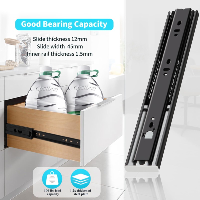 YENUO Push to Open Drawer Slides Full Extension Rail 12