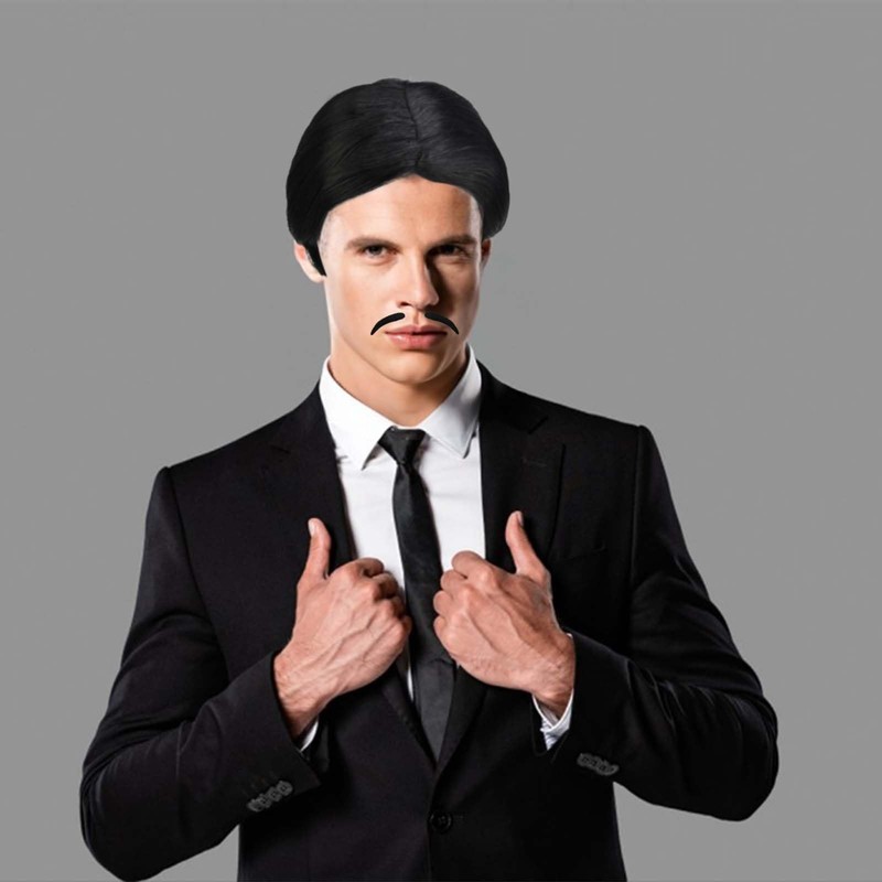 Halloween Costume Accessories Include Black Wig,Tie,Bowtie and Moustache for Men