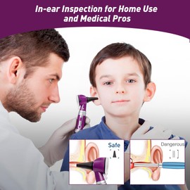 Scian Otoscope Ear Scope with Light, Fiber Optic Otoscopes with Hard Plastic Case, Pocket Ear Infection Detector for Kids,Elders,Dogs,Home Use (Purple)