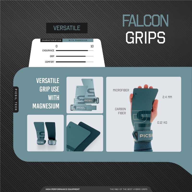 PICSIL Falcon Grips + Wrist Pads + Bag, Carbon Fibre