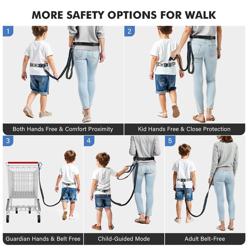 Safety Waist Leash Harness for Kids with Autism, Hands-Free Waist