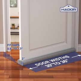 2 Pack Door Draft Stopper for Bottom of Door, 36 Inch Under Draft Air Noise Light Blocker 30"- 36" Double Side Soundproof Sweep Filler Seal Gap up to 1.7" for French Patio Sliding Door Guard, Grey