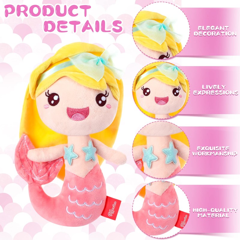 JUWA Civaner 4 Pieces 7.8 Inches Mermaid Stuffed Animal Mermaid