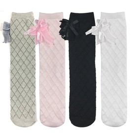Toptim 4 Pairs Girl's Knee High Socks Over Calf Kids Overknee Stockings 2-8T