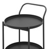 Round 3-Tier Rolling Bar Cart with Wheels, Round Bar Serving