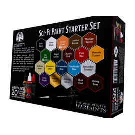 Grinning Gargoyle - Sci-Fi Miniature Paint Set - Paints for Miniatures - 20x Assorted 18ml Colours with a Paint Brush - Science Fiction Painting Starter Set - Warpaint Hobby Box for Aliens