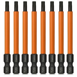 Hakkin 8-Piece T20 Torx Screwdriver Bits Set, 75 mm Long 1/4 Inch Magnetic Screwdriver, S2 Steel Impact Wrench, Drill Bit Set for T-Profile Screws, Hammer Drill, Cordless Screwdriver