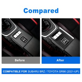 AIRSPEED Hard Carbon Fiber for Toyota GR86 Subaru BRZ 2021 2022 2023 2024 2025 Car Seat Heating Control Button Cover Center Console Interior Trim Accessories, Black, Manual Transmission