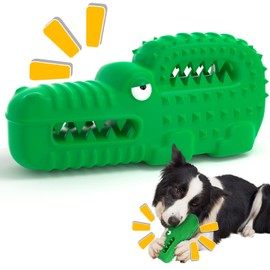 Zimtty Squeaky Dog Toys, Indestructible Durable Chew Toys for Aggressive Chewers, Tough Alligator Rubber Super Chewer Dog Toys
