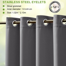 Vueinrg Outdoor Curtain Weatherproof with Eyelets, Waterproof Outdoor Curtain Opaque Balcony Curtain Privacy Screen Sun Protection Curtains for Patio, Porch, Pergola, Garden Arbour, Grey W 132 x H 215