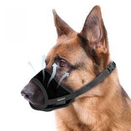 WONDAY Nylon Dog Muzzle for Small Medium Large Sized Dogs, Breathable Light-Weight Mesh Anti-Barking & Chewing Muzzles (Black, L)