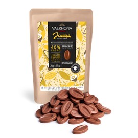 Valrhona Premium French Baking Creamy Milk Chocolate Discs (Feves). JIVARA 40% Cacao. Easy Melt and Tempering. Hints of Vanilla and Malt. For Cookies, Mousses, Frostings and Candies 250g (Pack of 1)