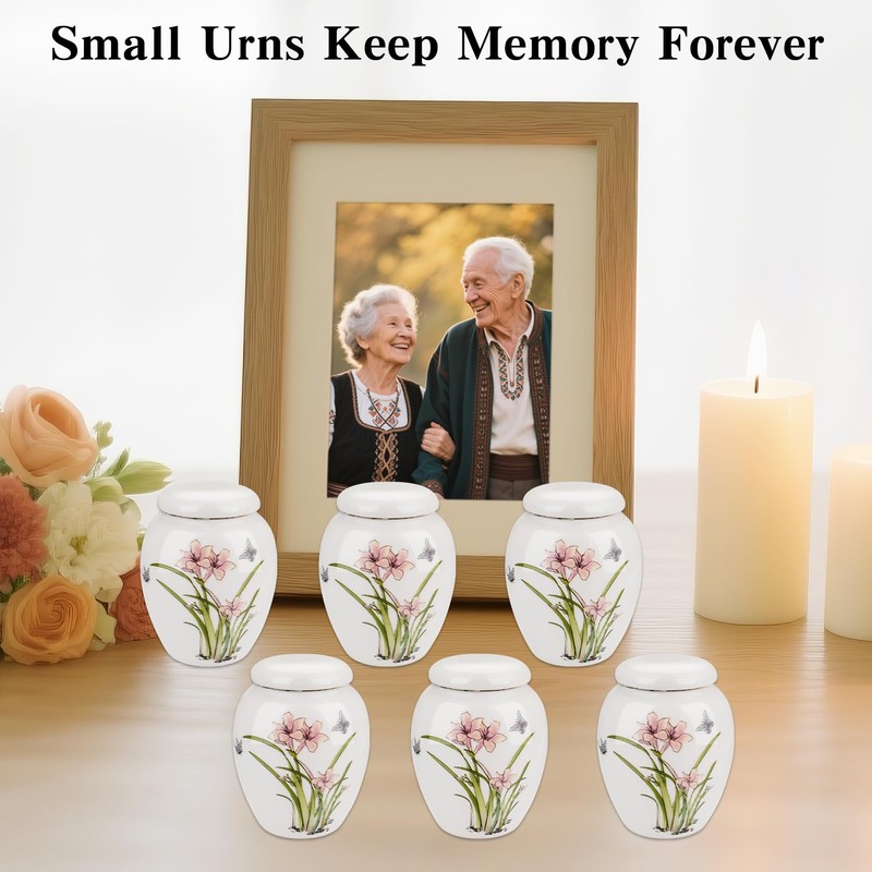SOITIS Small Urns for Human Ashes Set of 6 Ceramic