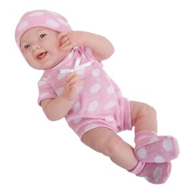 La Newborn Boutique - Realistic 15" Anatomically Correct Real Girl Baby Doll – All Vinyl “Pink Polka Dot ” – Made in Spain