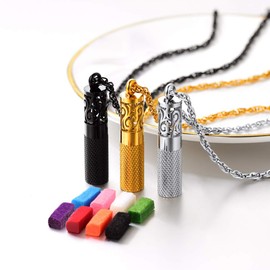 PROSTEEL Perfume Locket Round Bottle Pendant Necklace Diffuser Essential Oil Aromatherapy Men Women Jewelry Black Necklace