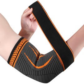 Elbow Support for Men and Women, 1 Piece, Compression Elbow Bandage, Adjustable Elbow Support for Left and Right Hand, Tennis Elbow, Golf Elbow, Arthritis, Tendinitis (Orange, S)