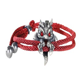 GAUEIOUR Cute Silver Dragon Bracelet,Adjustable Silver Dragon Animal Metal Jewelry, A Fashionable Gift for Friends, Colleagues, Men and Women (Red)