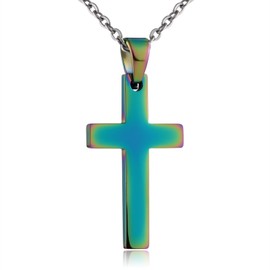 Aienid Stianless Steel Multicolor Cross Pendant Necklace for Women Men