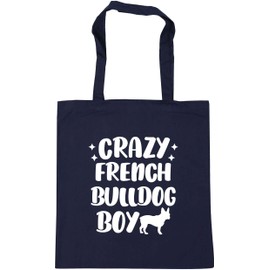 Hippowarehouse Crazy french bulldog boy - dog Tote Shopping Gym Beach Bag 42cm x38cm, 10 litres