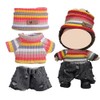 Clothes Set Compatible with 17cm Doll, Rainbow Hat and Overalls