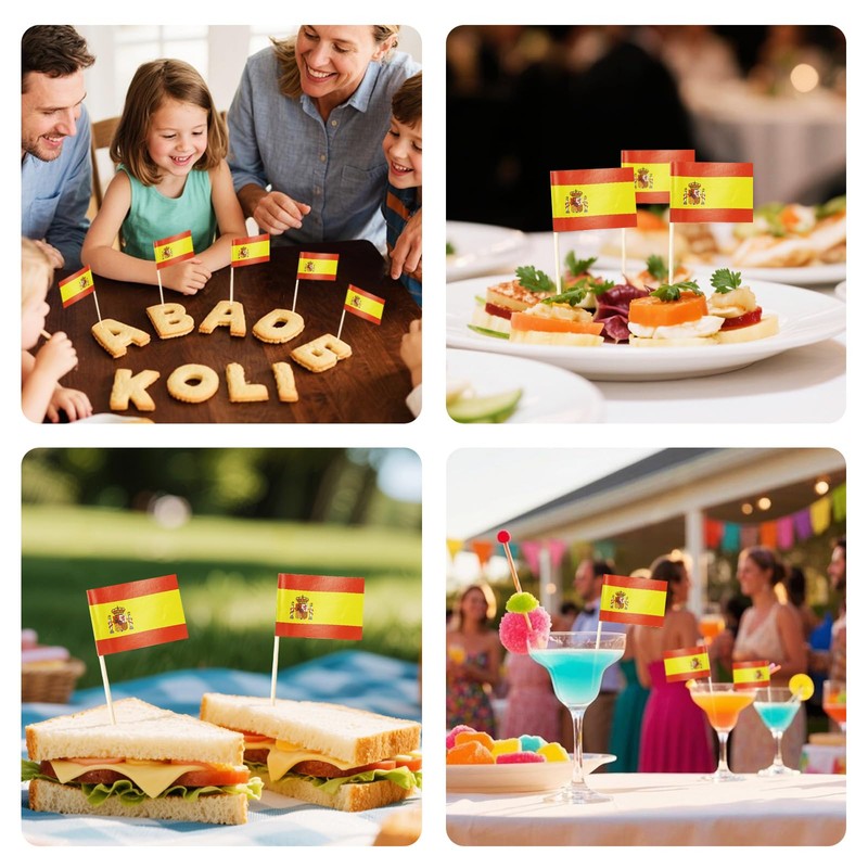 Spain Flag, 100 PCS Small Mini Spanish Flag Toothpicks, National