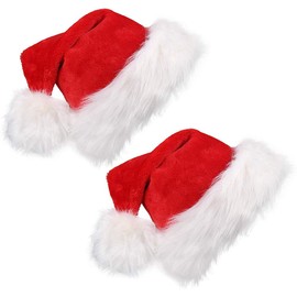VEYLIN 4 Pieces Father Christmas Hat Red Santa Hats for Children Adults Thickened Warm Christmas Party Hats