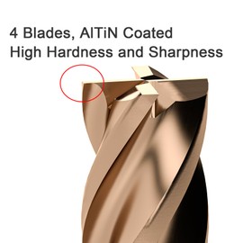 Cleqee Carbide End Mill, 1 mm Square Mill, AlTiN-Coated, 4 Blades CNC Spiral Carbide Drill, Blade Length 3 mm x Total Length 50 mm x Shaft Diameter 4 mm for Metal Wood