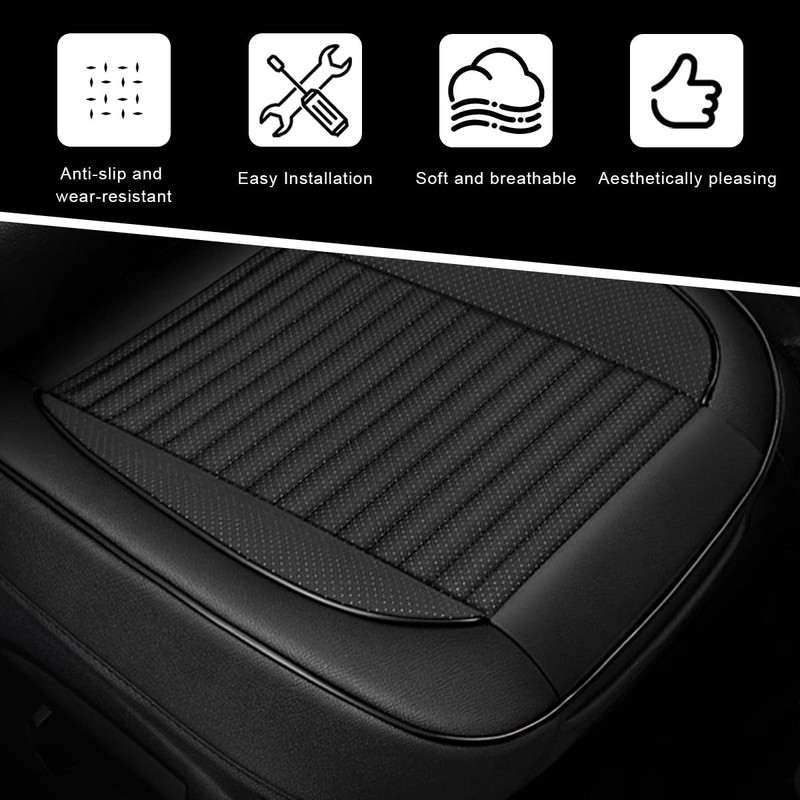 ZNDAW Car Seat Cover, Leather Vehicle Front Bottom Seat Cushion