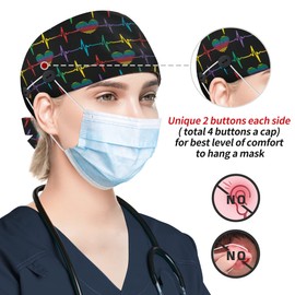 ABAMERICA ABAMERICA Working Caps with Button and Sweatband, Adjustable Working Hats for Women Men, One Size (Tie Back or Toggle)